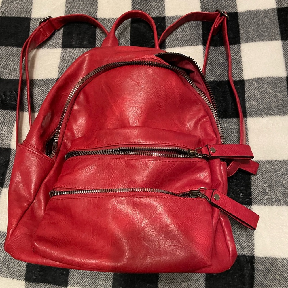Back pack, Red leather